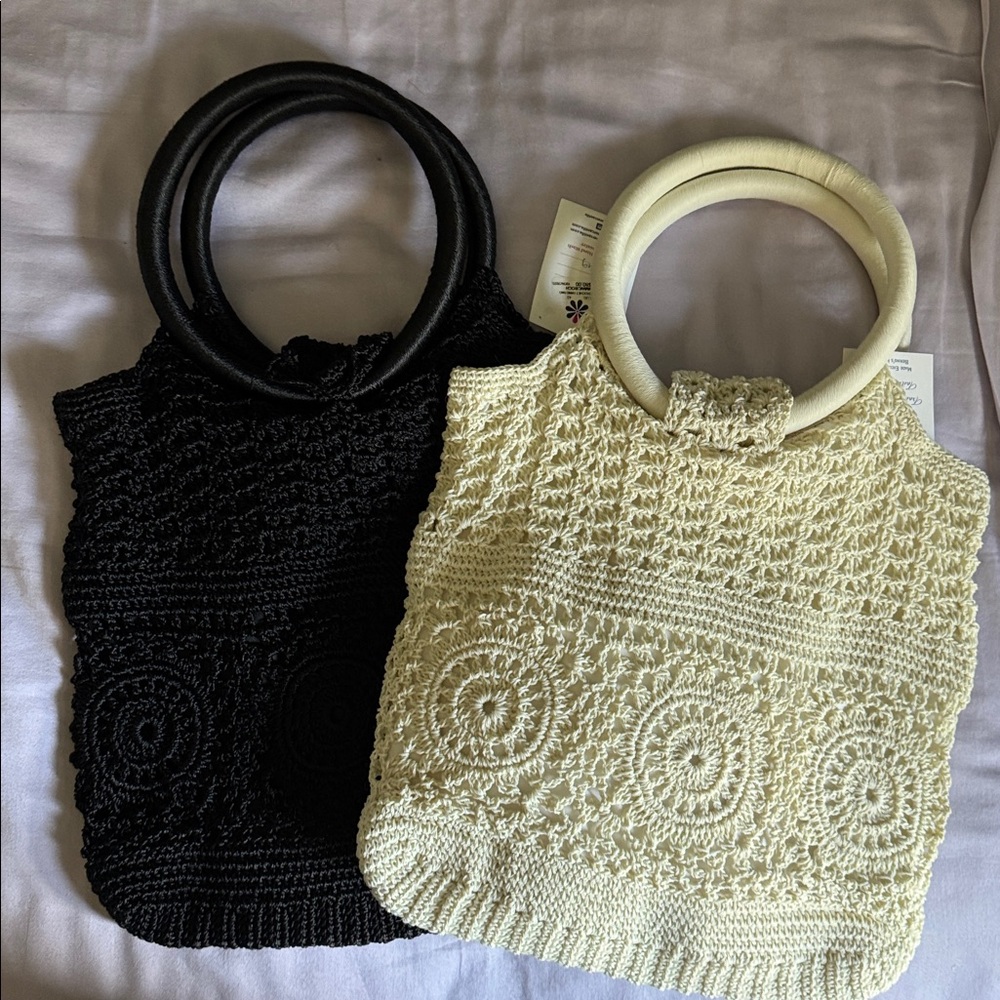 Margarita Mercantile Black and Cream Crochet Handbags